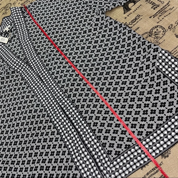 Max Studio NWT! Black/White Geo Tile Print  Kimono Size L - Picture 12 of 13